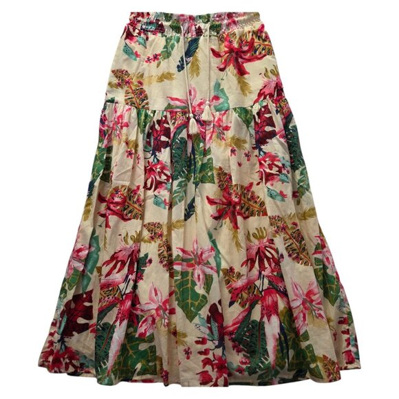 NWT Mexx Tropical Floral Maxi Skirt | Boho Cotton Tiered Skirt | Small - Picture 1 of 9
